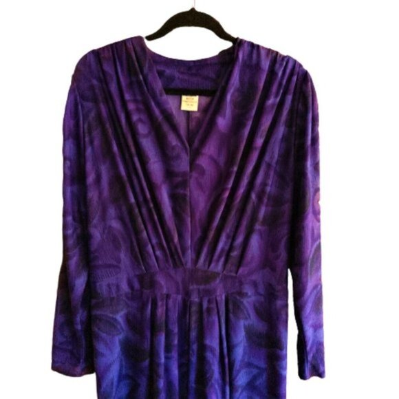 Vintage 80s midi rouched dress in great color - Picture 13 of 14